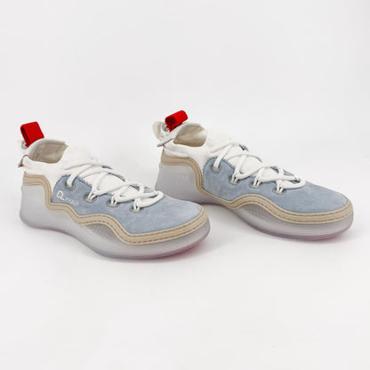Christian Louboutin Arpoador Sneakers in Light Blue Suede with Red Soles – Size 39.5