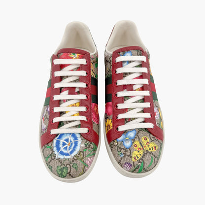 Gucci Ace Supreme Flora Sneaker in Floral Beige GG Monogram Canvas Size 37.5