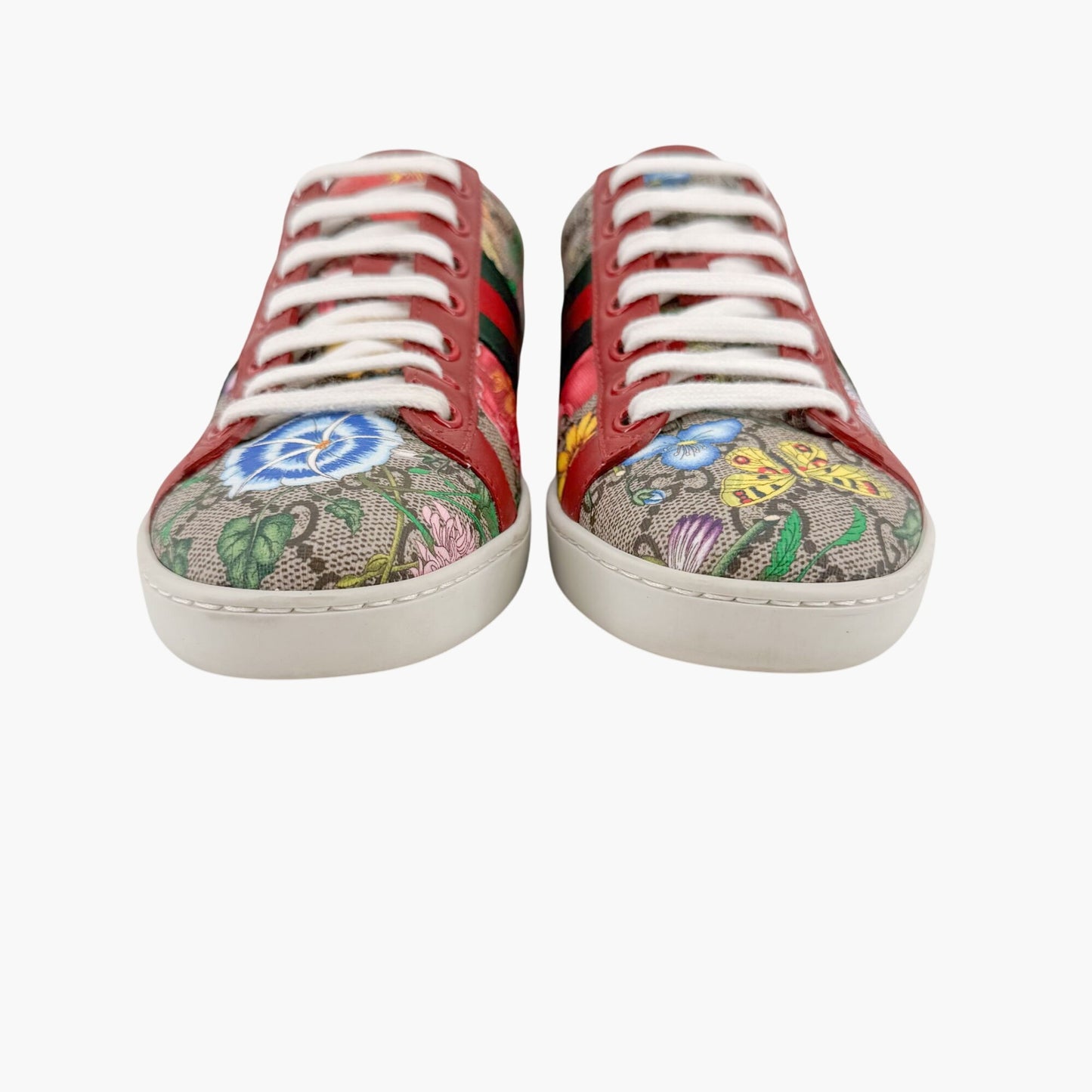 Gucci Ace Supreme Flora Sneaker in Floral Beige GG Monogram Canvas Size 37.5