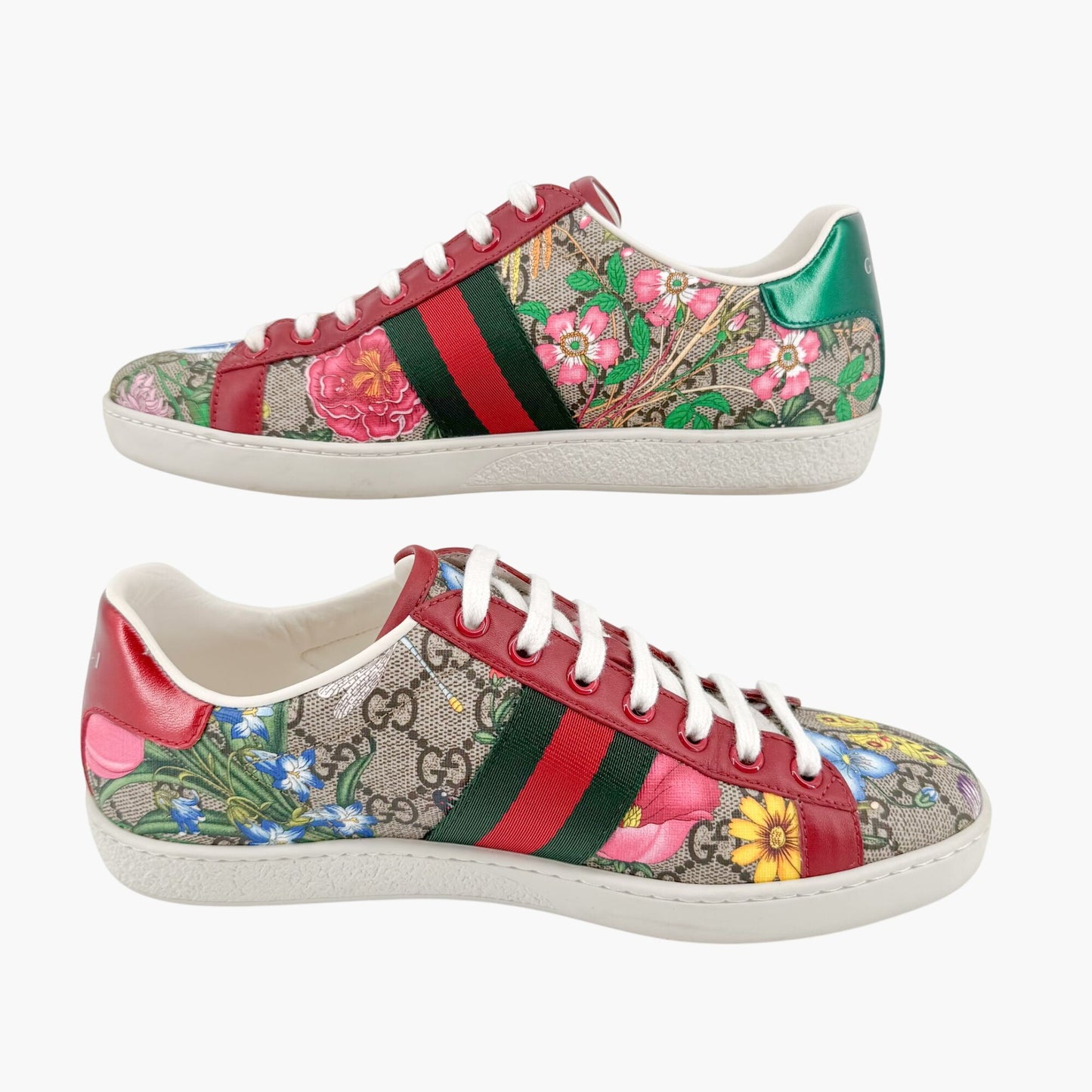 Gucci Ace Supreme Flora Sneaker in Floral Beige GG Monogram Canvas Size 37.5