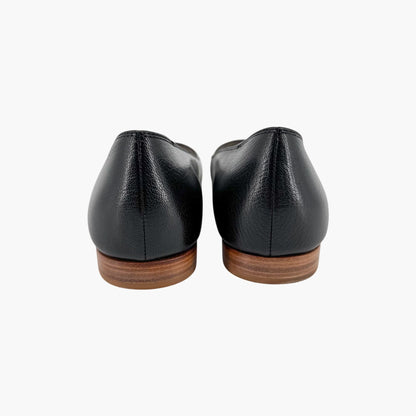Gucci Hills GG Cap Toe Leather Ballet Flats Black Size 39