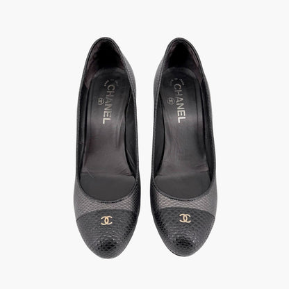 Chanel CC Cap Toe Platform Pumps Gray Size 37.5
