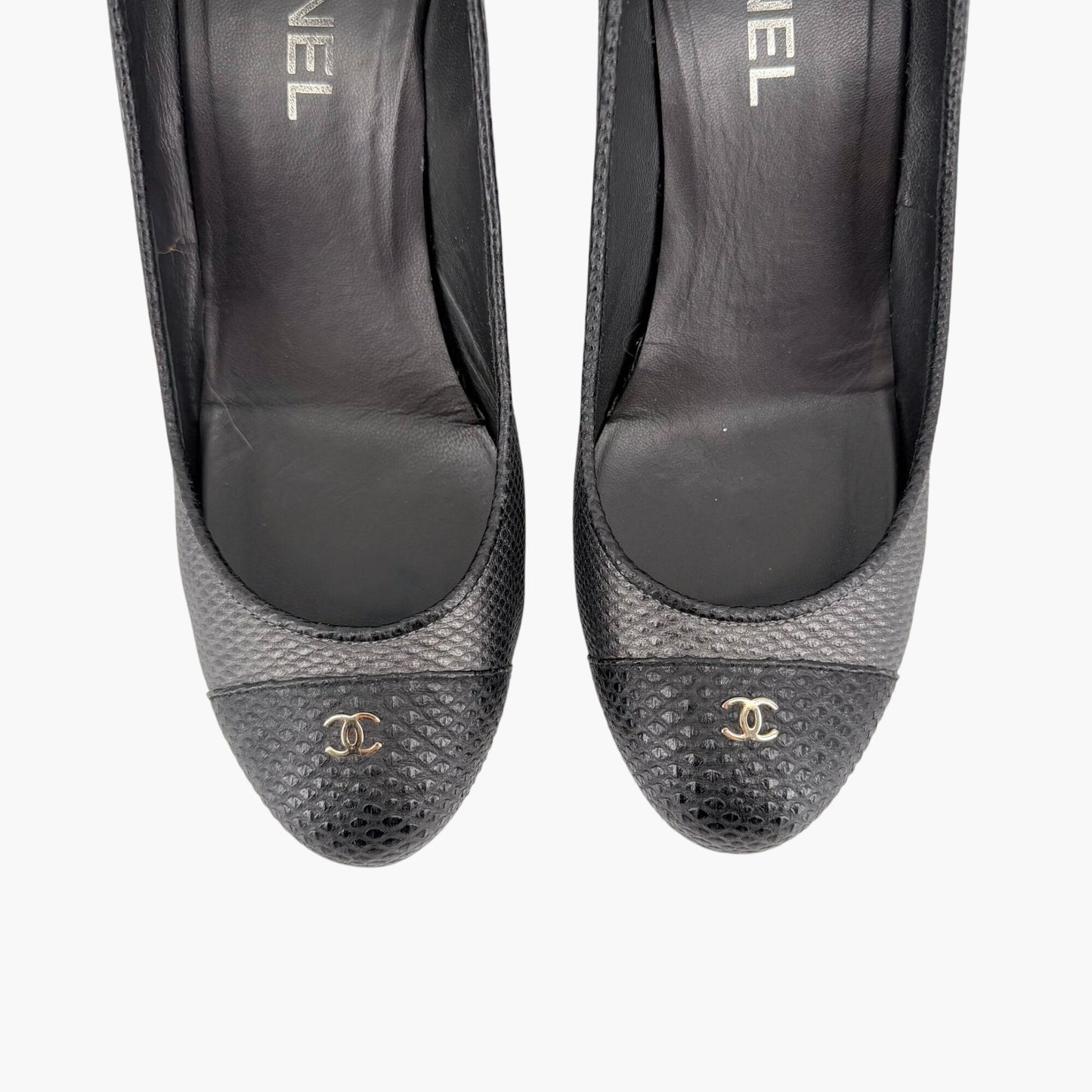 Chanel CC Cap Toe Platform Pumps Gray Size 37.5