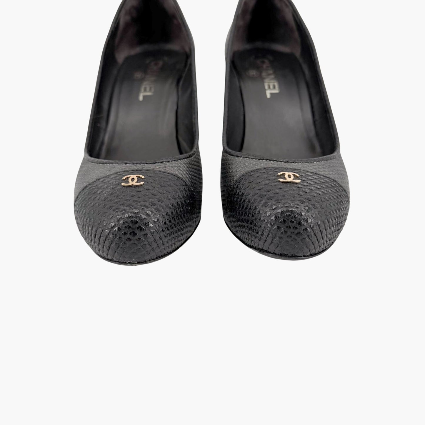 Chanel CC Cap Toe Platform Pumps Gray Size 37.5