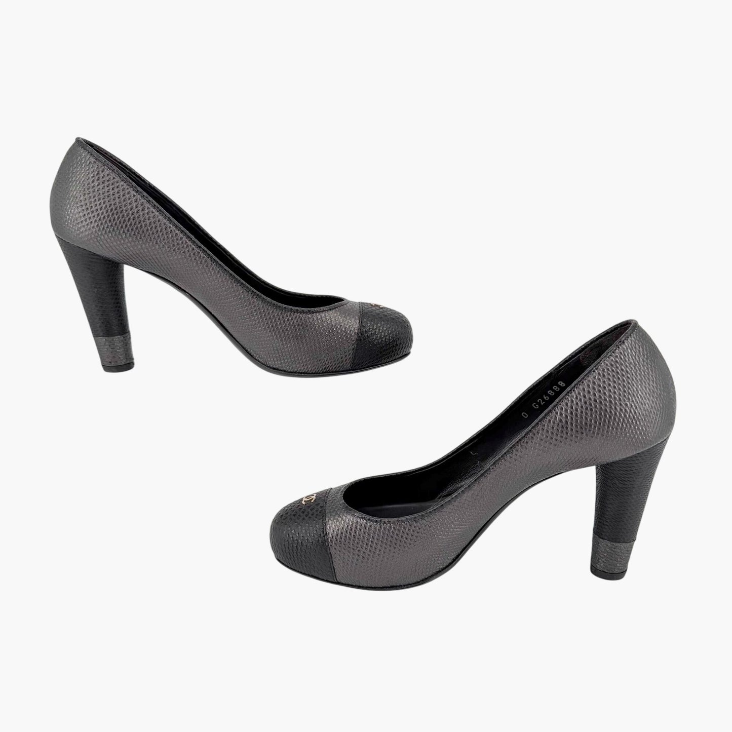 Chanel CC Cap Toe Platform Pumps Gray Size 37.5