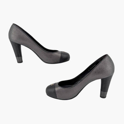 Chanel CC Cap Toe Platform Pumps Gray Size 37.5