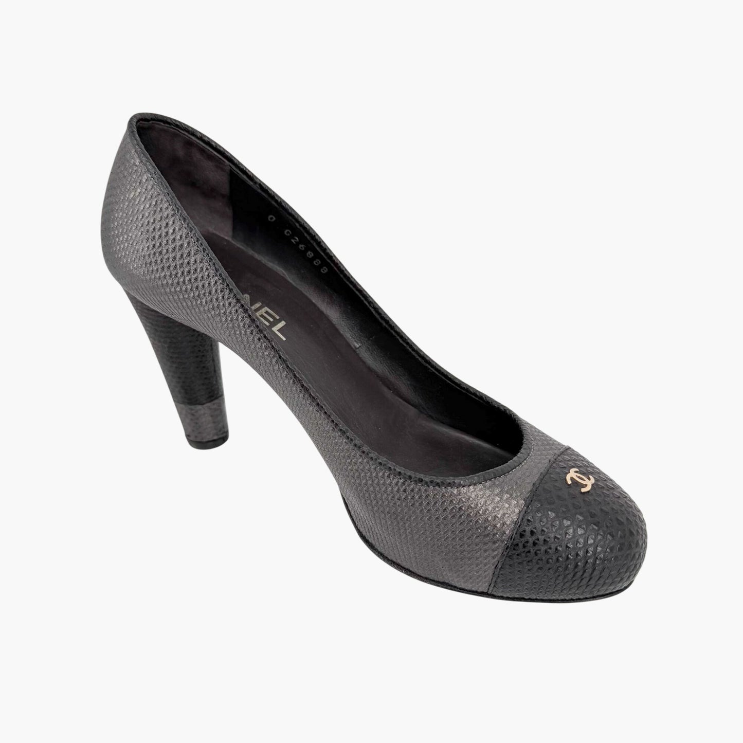Chanel CC Cap Toe Platform Pumps Gray Size 37.5