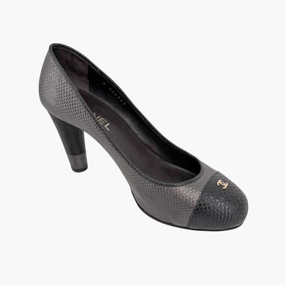 Chanel CC Cap Toe Platform Pumps Gray Size 37.5
