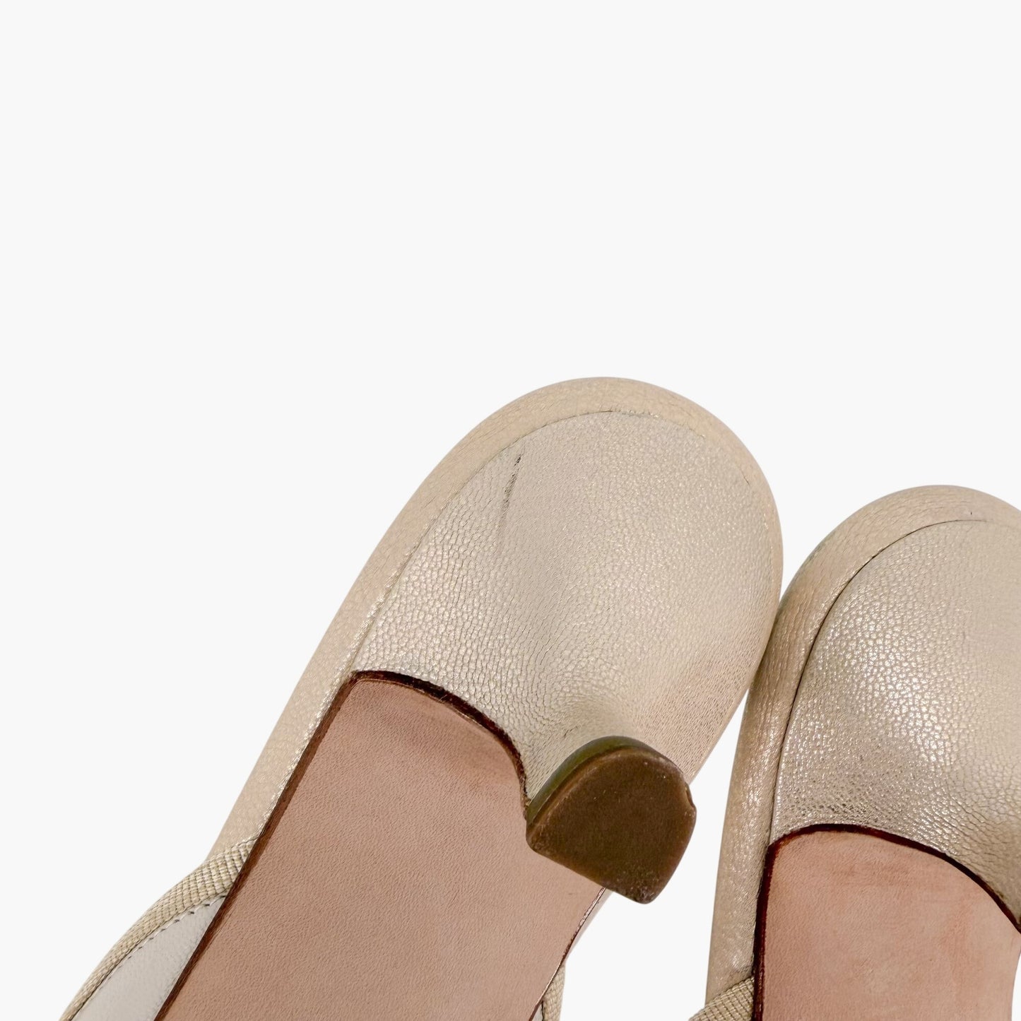 Vintage Chanel CC Cap Toe Mule Heels White Beige Size 39