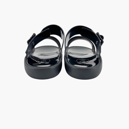 Louis Vuitton Sunbath Slide Sandals in Black Rubber & Monogram Canvas – Size 38