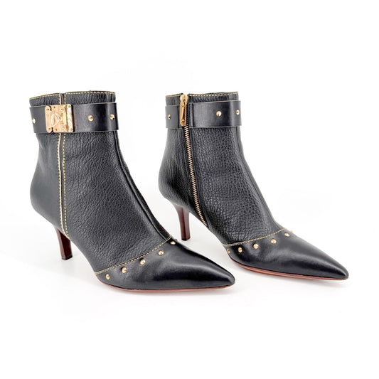 Louis Vuitton S-Lock Studded Ankle Boots Black Size 38