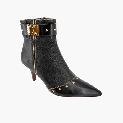 Louis Vuitton S-Lock Studded Ankle Boots Black Size 38