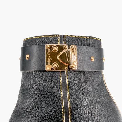 Louis Vuitton S-Lock Studded Ankle Boots Black Size 38