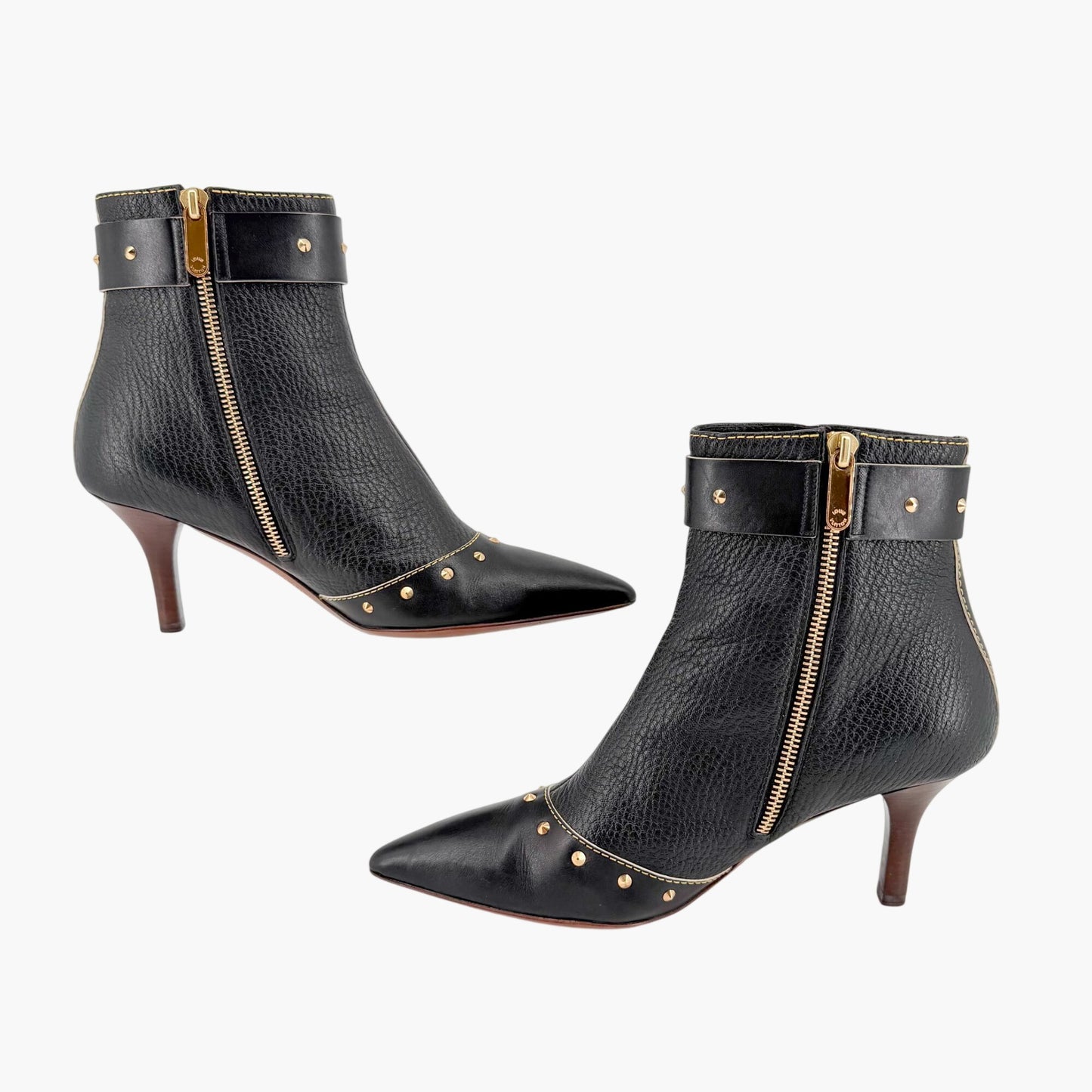 Louis Vuitton S-Lock Studded Ankle Boots Black Size 38