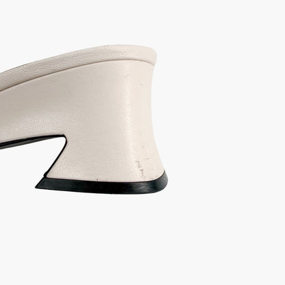 Gucci Interlocking G Web Stripe Mule Heels White Size 38