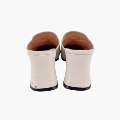 Gucci Interlocking G Web Stripe Mule Heels White Size 38