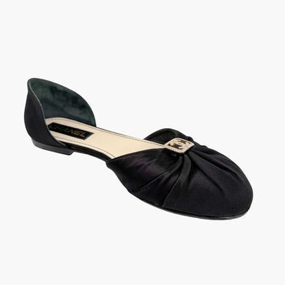 Chanel Crystal CC D'Orsay Ballet Flats Black Size 42