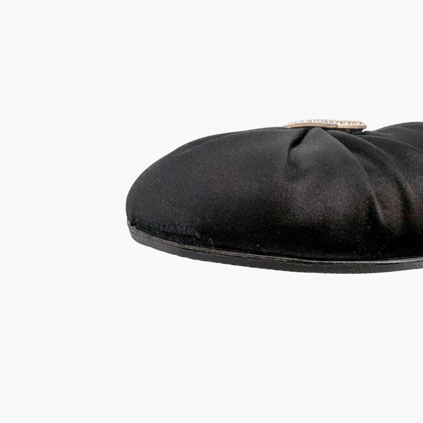 Chanel Crystal CC D'Orsay Ballet Flats Black Size 42