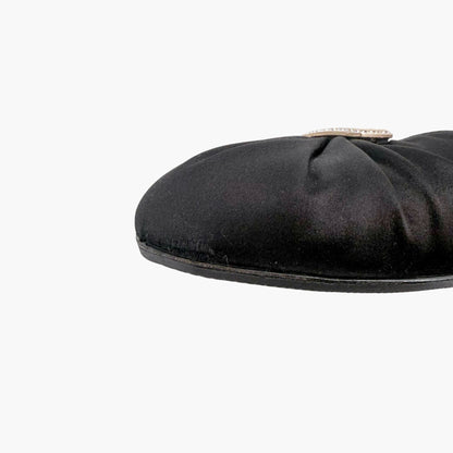 Chanel Crystal CC D'Orsay Ballet Flats Black Size 42