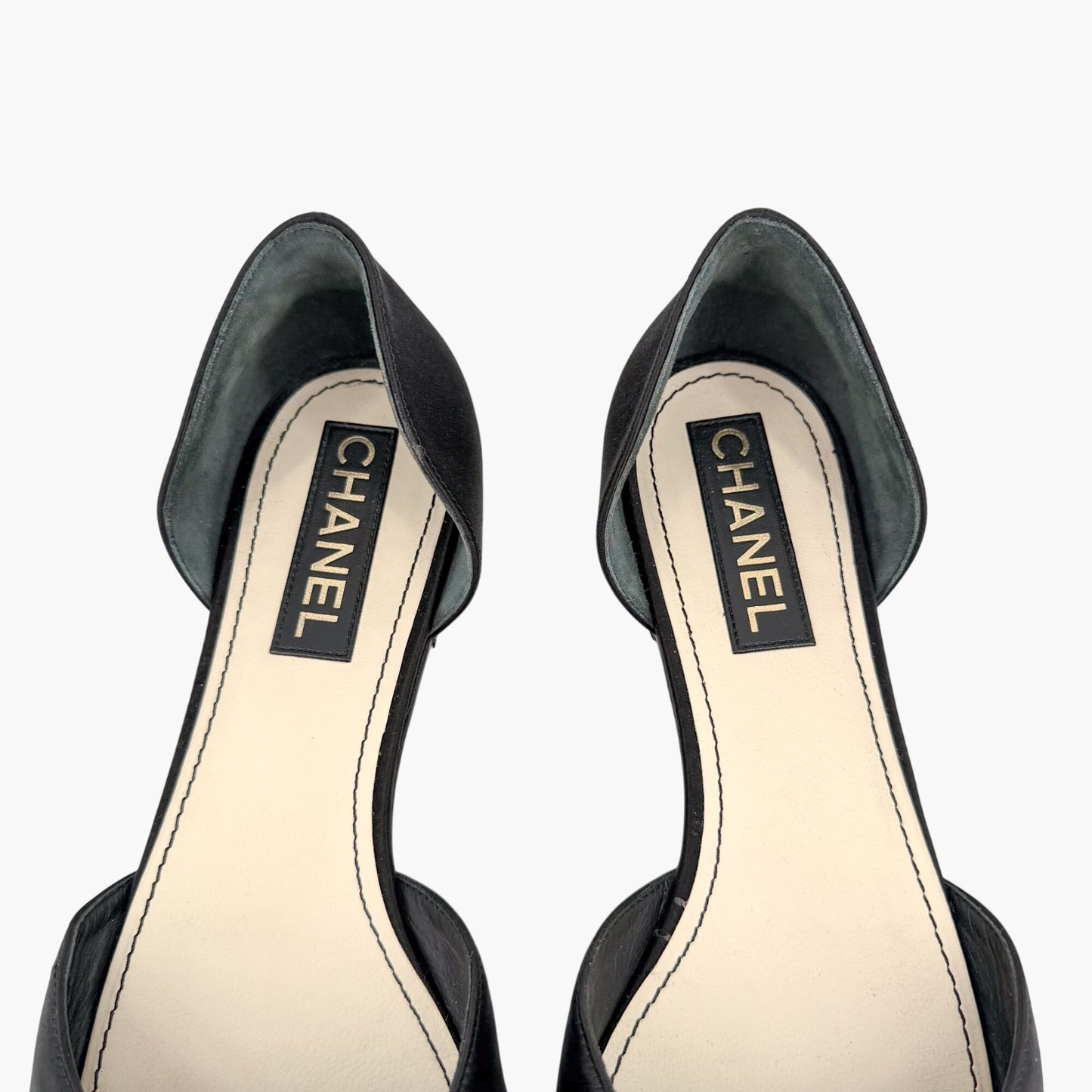 Chanel Crystal CC D'Orsay Ballet Flats Black Size 42