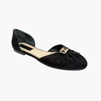 Chanel Crystal CC D'Orsay Ballet Flats Black Size 42