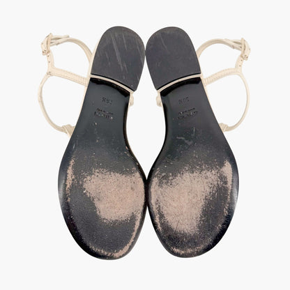 Gucci Signoria T Strap Logo Thong Sandals in White Leather Size 36.5
