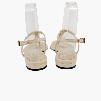 Gucci Signoria T Strap Logo Thong Sandals in White Leather Size 36.5