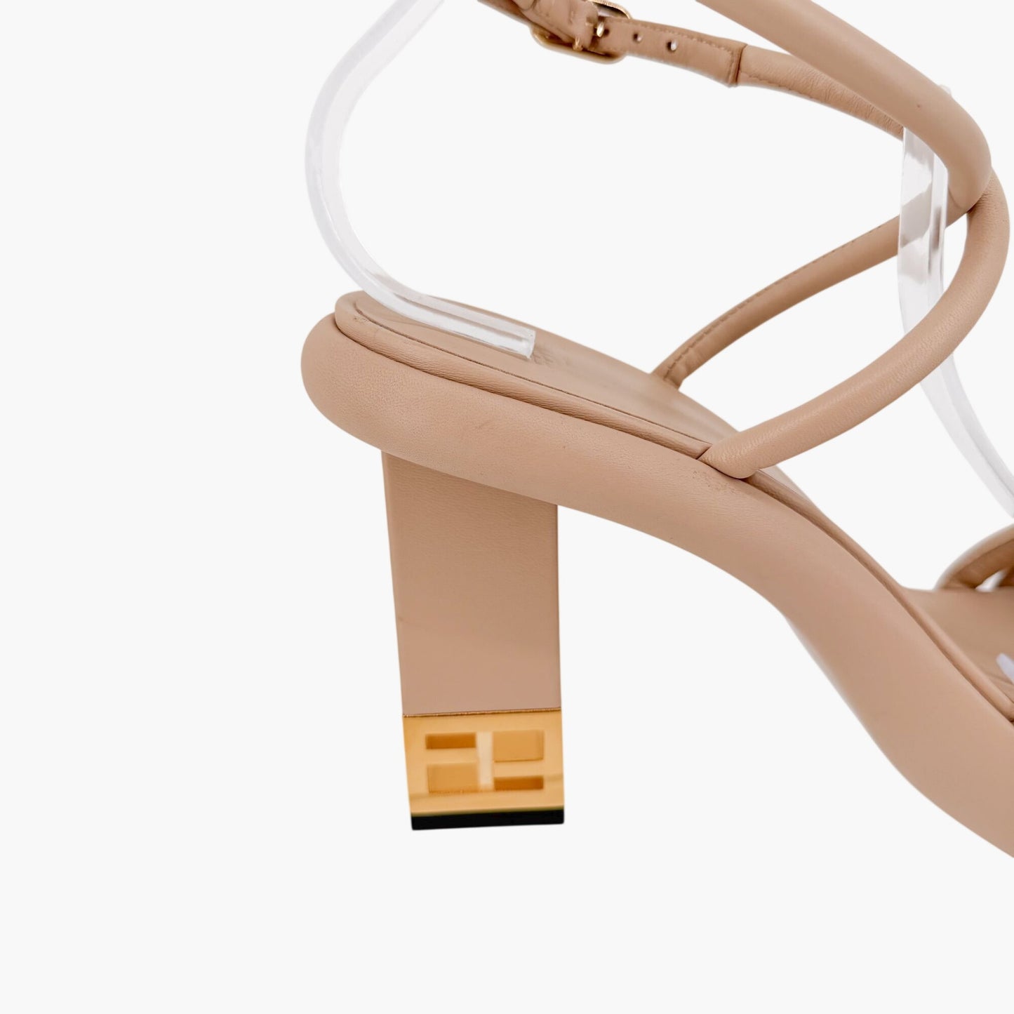 Fendi Baguette Platform Sandals Beige Leather Size 40.5