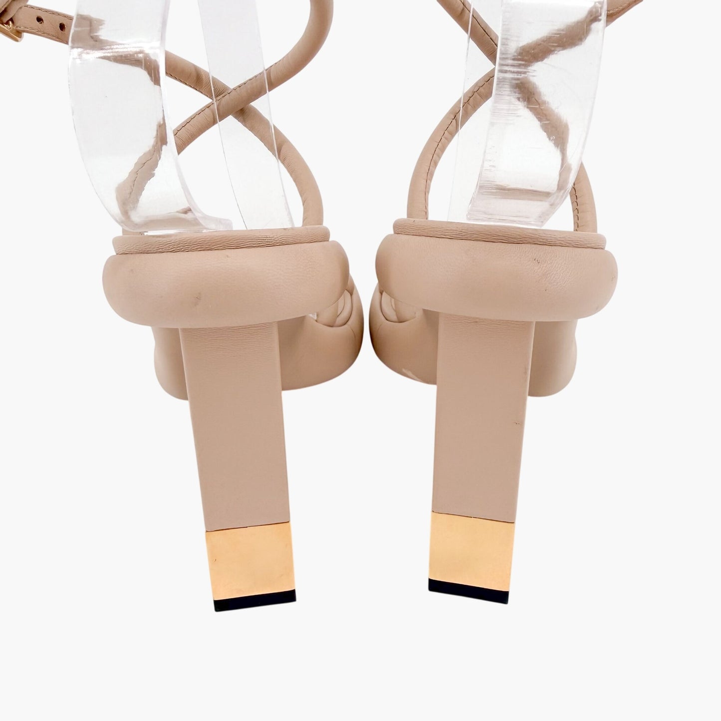 Fendi Baguette Platform Sandals Beige Leather Size 40.5
