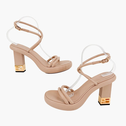 Fendi Baguette Platform Sandals Beige Leather Size 40.5