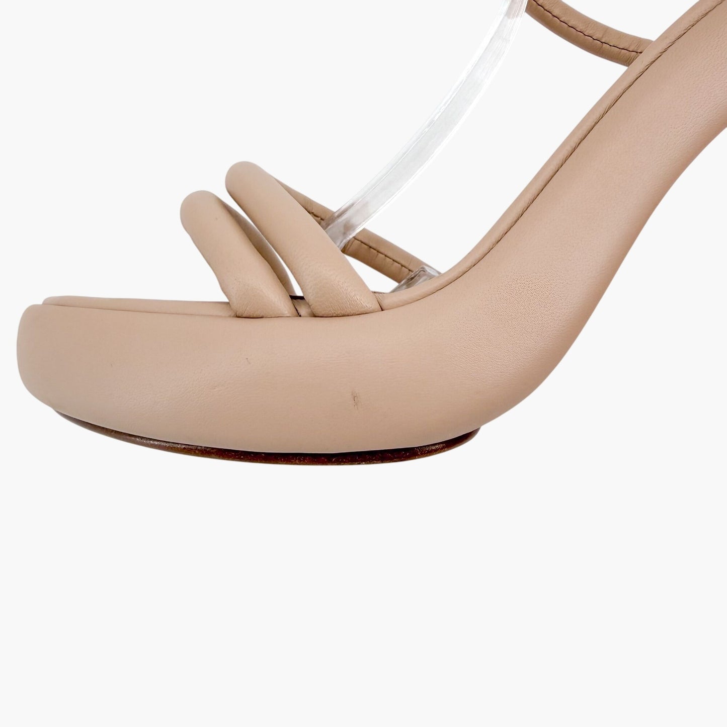 Fendi Baguette Platform Sandals Beige Leather Size 40.5