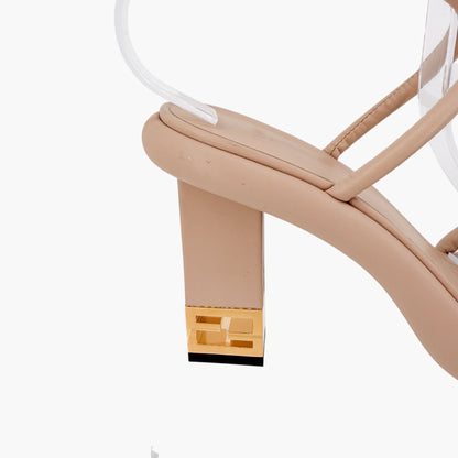 Fendi Baguette Platform Sandals Beige Leather Size 40.5
