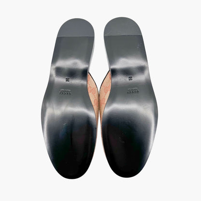 Gucci GG Yankees Mule Slippers in Beige Monogram Canvas Size 36