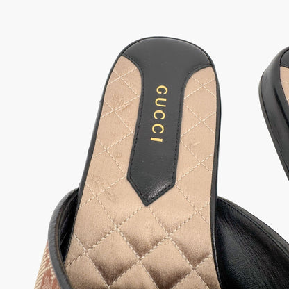 Gucci GG Yankees Mule Slippers in Beige Monogram Canvas Size 36