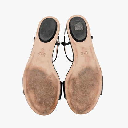 Gucci T-Strap Horsebit Sandals Black Size 37