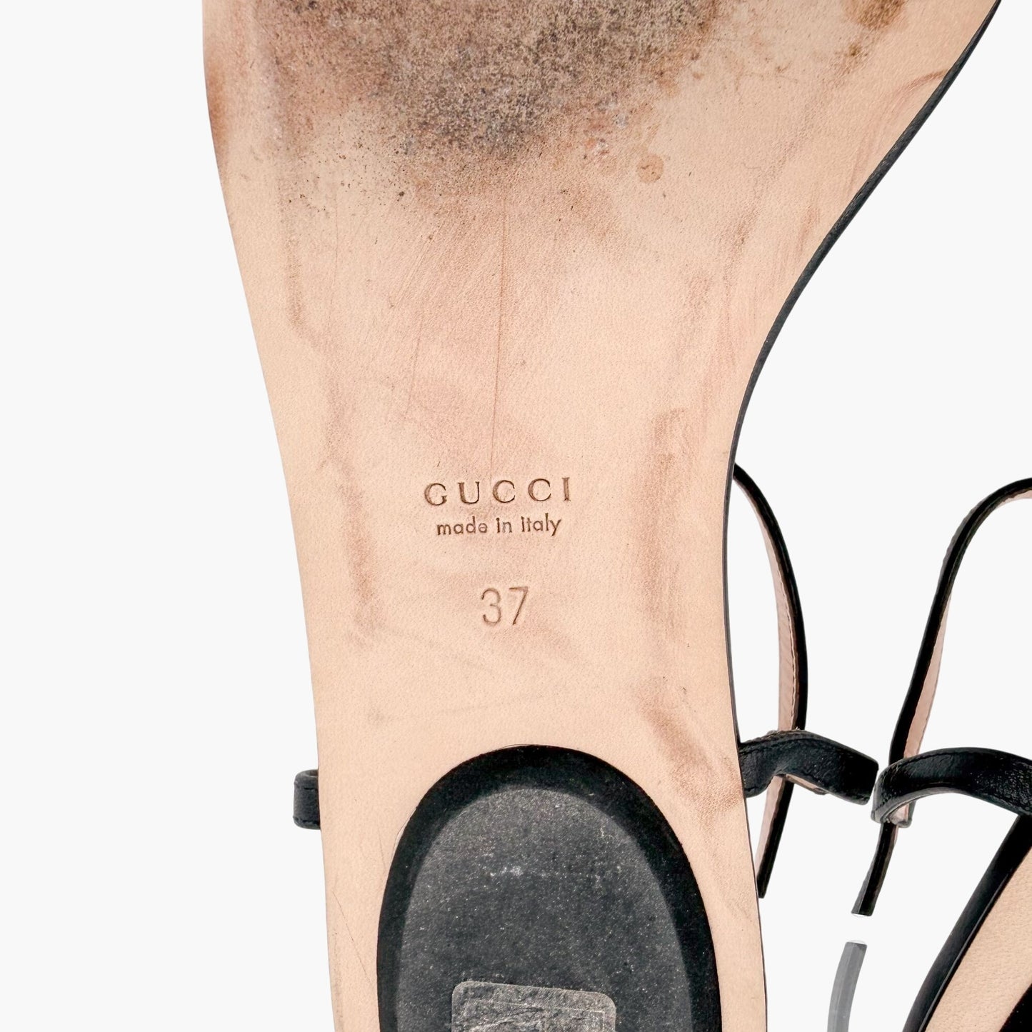 Gucci T-Strap Horsebit Sandals Black Size 37