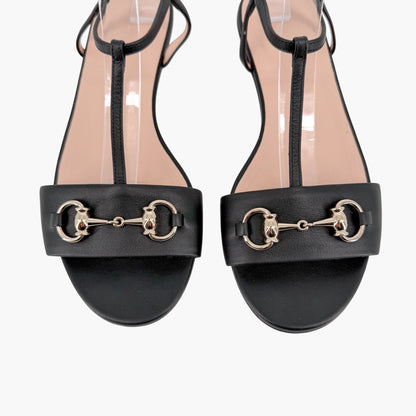 Gucci T-Strap Horsebit Sandals Black Size 37