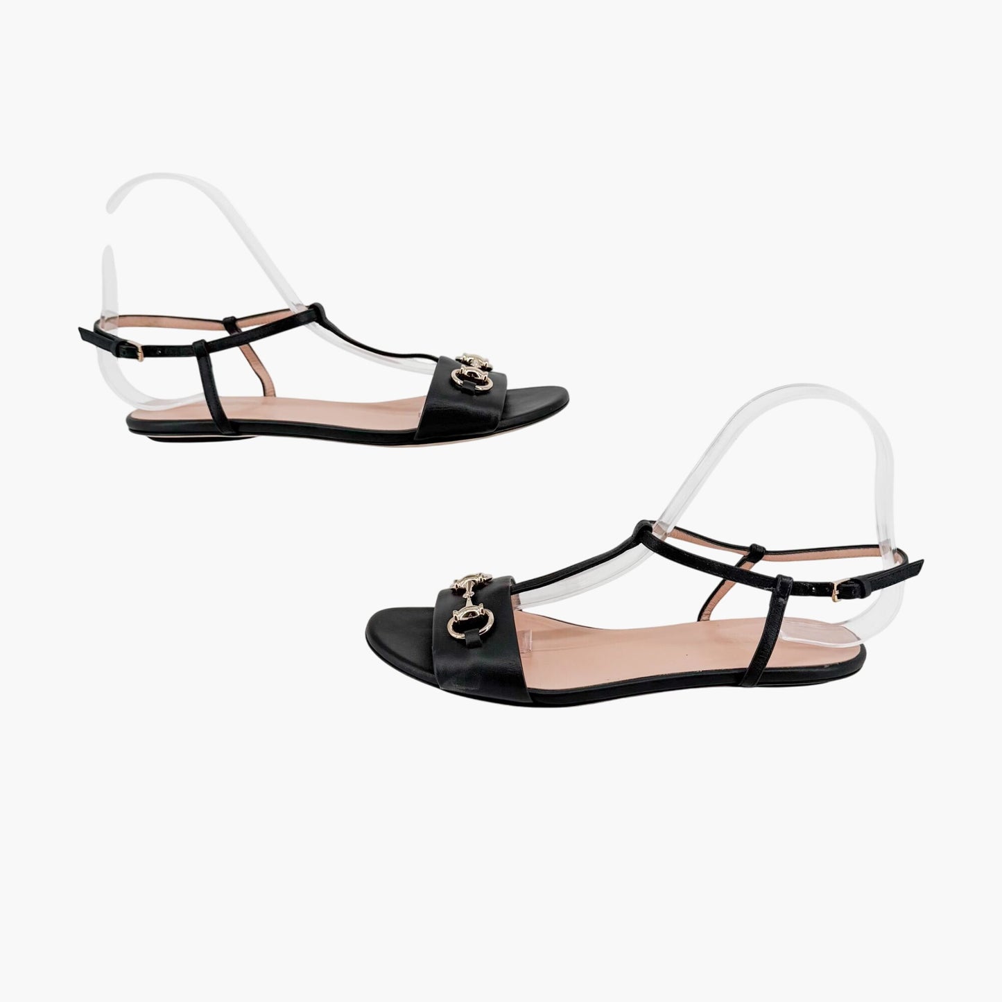 Gucci T-Strap Horsebit Sandals Black Size 37