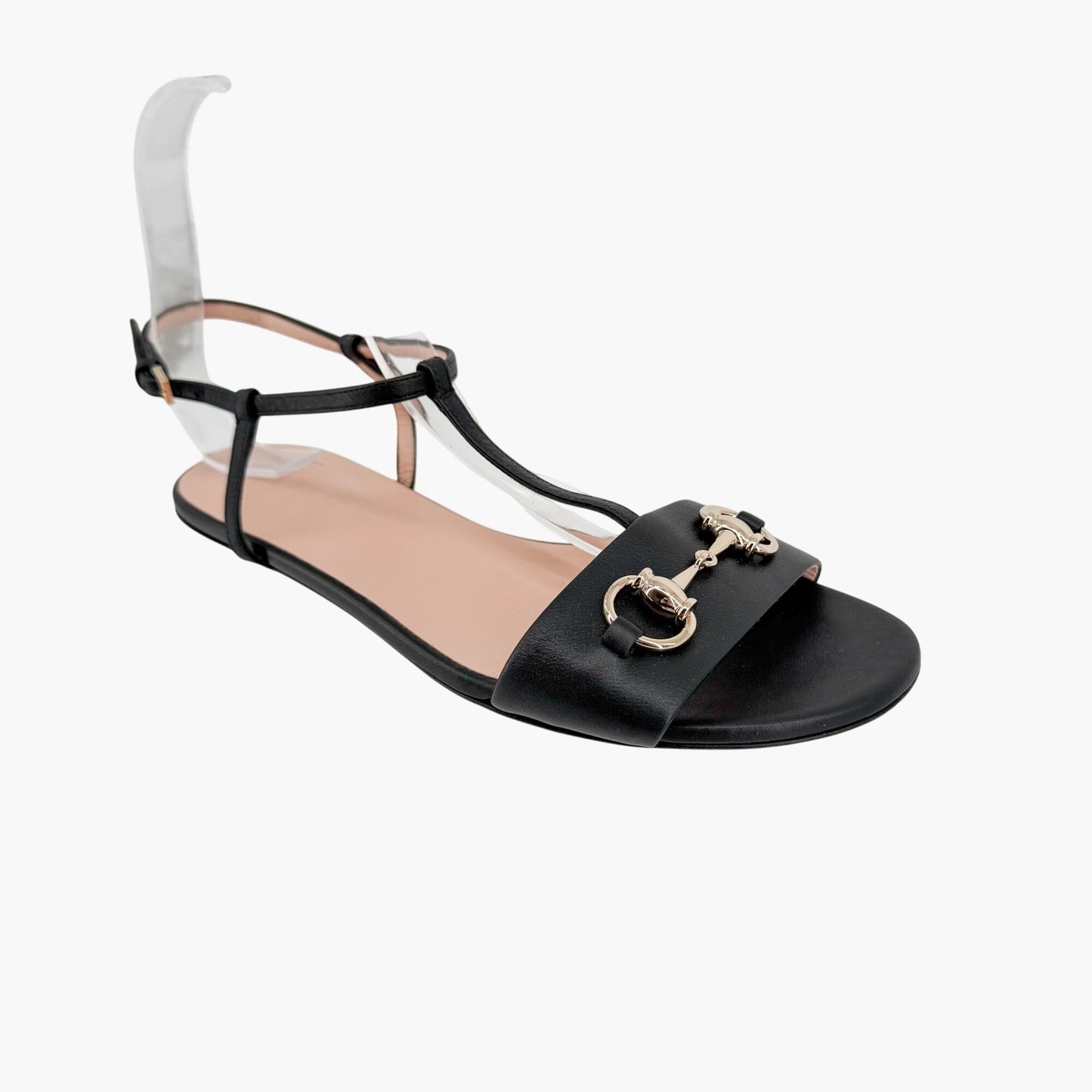 Gucci T-Strap Horsebit Sandals Black Size 37