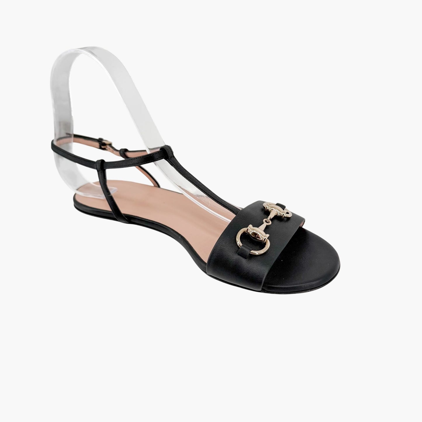 Gucci T-Strap Horsebit Sandals Black Size 37