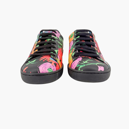 Gucci Ken Scott Ace Sneakers Black Floral GG Size 36