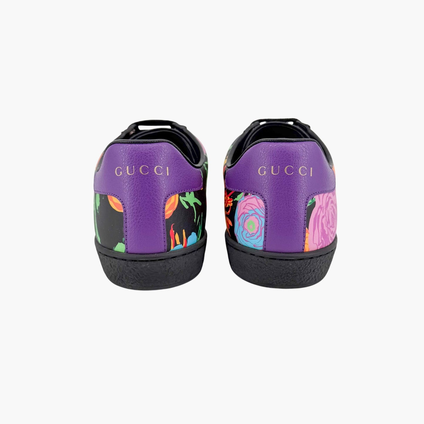 Gucci Ken Scott Ace Sneakers Black Floral GG Size 36