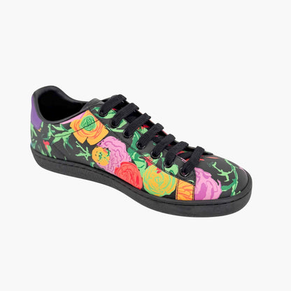 Gucci Ken Scott Ace Sneakers Black Floral GG Size 36